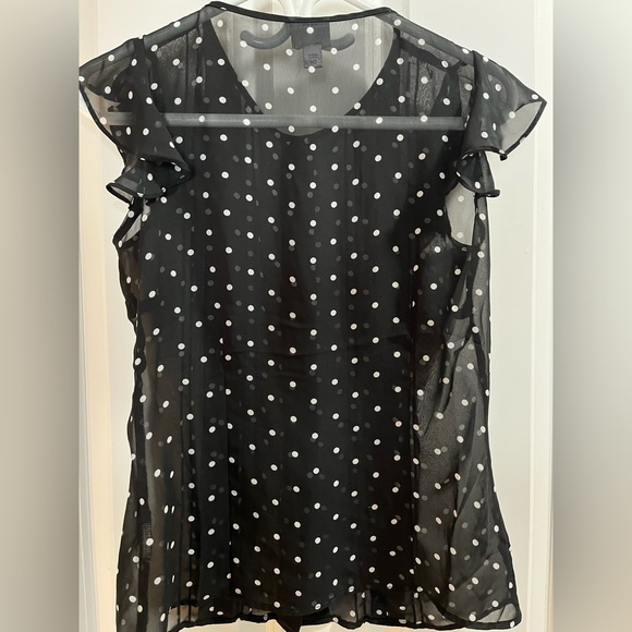 Worthington Black Polkadot Sheer Blouse |Size Small - Picture 4 of 4